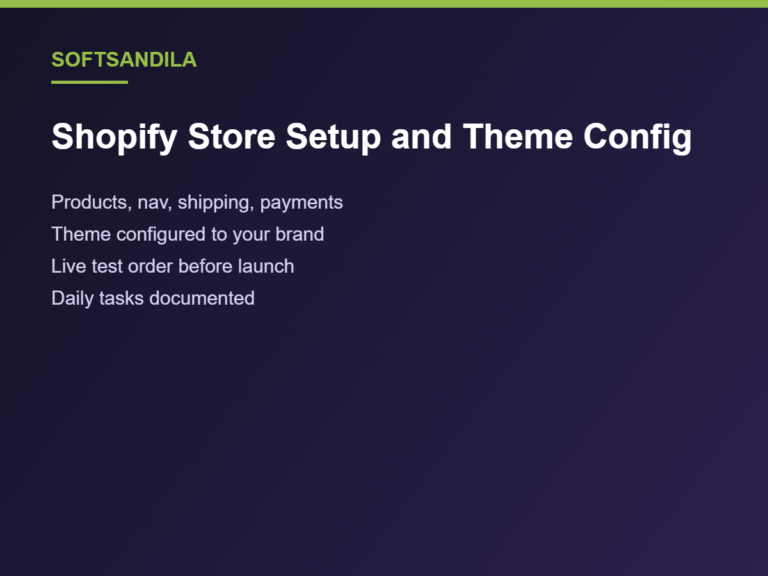 Shopify Store Setup and Theme Config